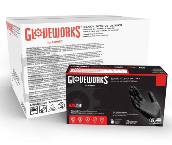 GPNB Gloveworks Black Nitrile Gloves Large
