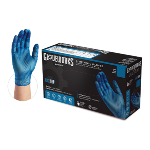 IVBPF Gloveworks Blue Vinyl Glove Small