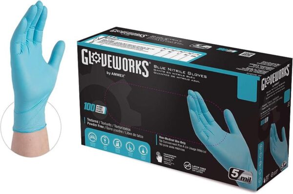GPNHD Gloveworks Blue HD Nitrile Exam Gloves Large