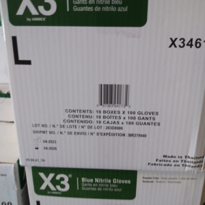 X3 Blue Nitrile Glove Large, 10 Boxes/100 per Box/per Case, Price/Cs