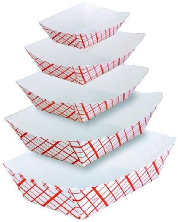 1lb Paper Red/White Plaid Nova Food Tray, 1000/cs