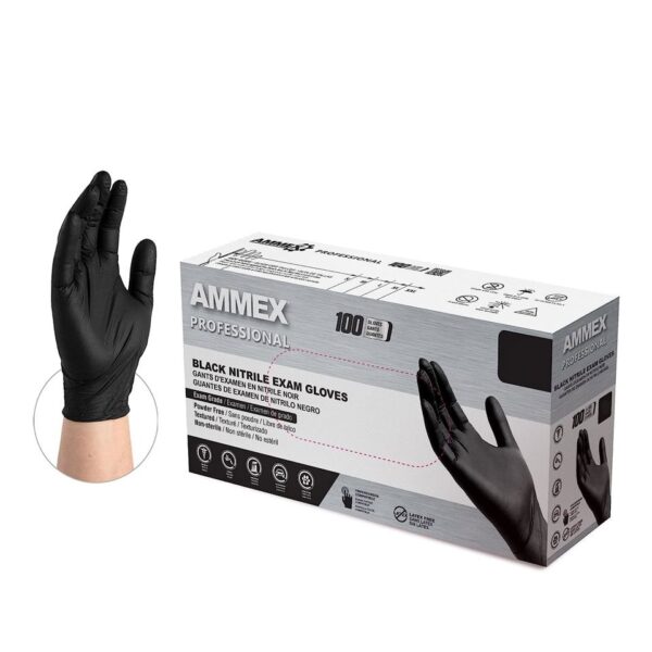 ABNPF Black Nitrile Exam Glove Small