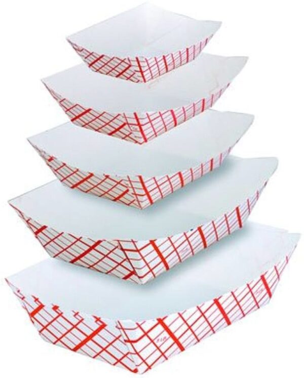 2lb Paper Red/White Plaid Nova Food Tray, 1000/cs